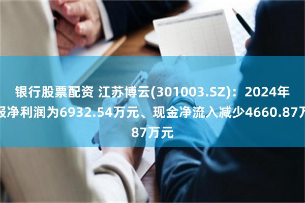 银行股票配资 江苏博云(301003.SZ)：2024年中报净利润为6932.54万元、现金净流入减少4660.87万元