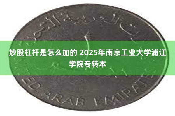 炒股杠杆是怎么加的 2025年南京工业大学浦江学院专转本